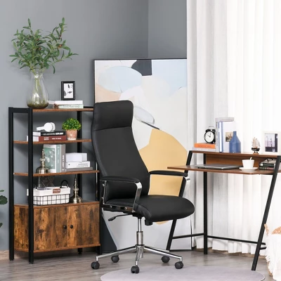 Vinsetto High Back Executive Office Chair Faux Leather Swivel Computer Desk Chair With Padded Arm, Adjustable Height, Wheels Black 3 Vinsetto High Back Executive Office Chair Faux Leather Swivel Computer Desk Chair With Padded Arm, Adjustable Height, Wheels Black
