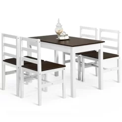 Costway 5pcs Dining Set Solid Wood Compact Kitchen Table & 4 Chairs Modern -Furniture Specialty Store GUEST 4595ff54 0799 4f8d a17d 145678376eb4