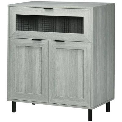 HOMCOM Industrial Buffet Cabinet, Kitchen Sideboard With Metal Grid Flip Drawer, 2-Tier Cabinet, Adjustable Shelf For Living Room, Dining Room, Gray 5 HOMCOM Industrial Buffet Cabinet, Kitchen Sideboard With Metal Grid Flip Drawer, 2-Tier Cabinet, Adjustable Shelf For Living Room, Dining Room, Gray - Image 3