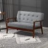 HOMCOM Modern Upholstered 2-Seat Loveseat Sofa With Linen-Touch Fabric And Rubberwood Legs, Gray -Furniture Specialty Store GUEST 4659ac97 75d0 4eb8 bfef 106c8ea96846