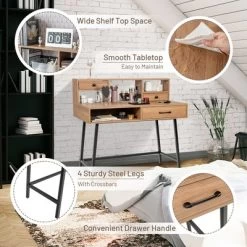 Costway Makeup Vanity Table Computer Writing Desk Storage With Drawer Shelf Industrial 16 Costway Makeup Vanity Table Computer Writing Desk Storage With Drawer Shelf Industrial -Furniture Specialty Store GUEST 46735034 00b1 4f0f 8d32 0da8d4c25923