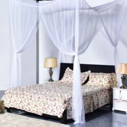 4 Corner Post Bed Canopy Mosquito Net Full Queen King Size Netting Bedding White -Furniture Specialty Store GUEST 46f82721 56fa 4c75 904a 7771b65d4a27
