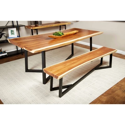 Contemporary Wood Dining Table Brown - Olivia & May 3 Contemporary Wood Dining Table Brown - Olivia & May
