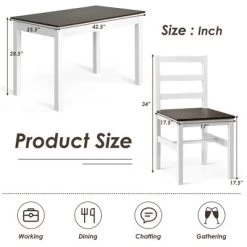 Costway 5pcs Dining Set Solid Wood Compact Kitchen Table & 4 Chairs Modern -Furniture Specialty Store GUEST 471bc3fe 0321 442a aaa6 d6eafd3f15cc