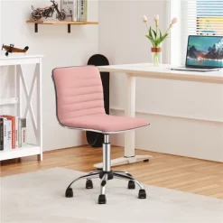 Yaheetech Velvet Low Back Armless Desk Chair Office Chair With Wheels