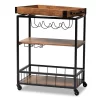Cerne Oak And Finished Mobile Metal Bar Cart With Wine Bottle Rack Brown - Baxton Studio -Furniture Specialty Store GUEST 4907d35c 8988 4c22 b310 03b6de2a288b
