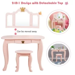Costway Kids Makeup Dressing Table Chair Set Princess Vanity & Tri-folding Mirror -Furniture Specialty Store GUEST 49c9ed0f b5d0 4287 b8ec 744782b5cca8