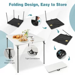Tangkula Folding Camping Table Portable Picnic Table With All-Weather HDPE Tabletop Metal Frame & Carry Straps White/Gray -Furniture Specialty Store GUEST 4a362530 2ad1 4d1d 96cc ecf5c2264434