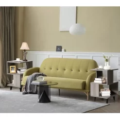 Costway 2 PCS Nightstand Set Modern Side End Table Storage Shelf Grey