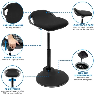 Mount-It! Ergonomic Sit Stand Stool, Leaning Chair For Standing Desk, Height Adjustable Up To 34. 6" 7 Mount-It! Ergonomic Sit Stand Stool, Leaning Chair For Standing Desk, Height Adjustable Up To 34. 6" - Image 5