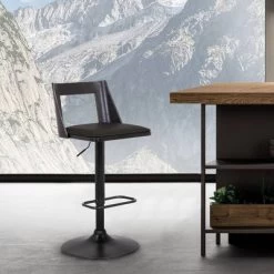 Milan Adjustable Swivel Faux Leather Metal Barstool Black - Armen Living -Furniture Specialty Store GUEST 4af7cce5 d804 40e7 82d3 77e61e5c8638