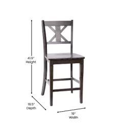 Emma And Oliver Set Of 2 Wooden Modern Farmhouse Bar Height Dining Stool With Decorative Carved Backrest And Wood Seat -Furniture Specialty Store GUEST 4b066968 dc89 4c03 808a d97bf518a656