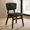 Set Of 2 Welch Tufted Wood Dining Side Chair Gray/Walnut - MiBasics