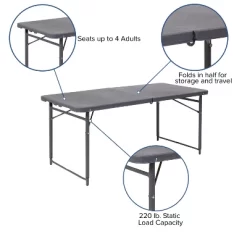 Flash Furniture 4-Foot Height Adjustable Bi-Fold Dark Gray Plastic Folding Table With Carrying Handle -Furniture Specialty Store GUEST 4d44001d 69f5 485d 83b9 8fb045d2f65d