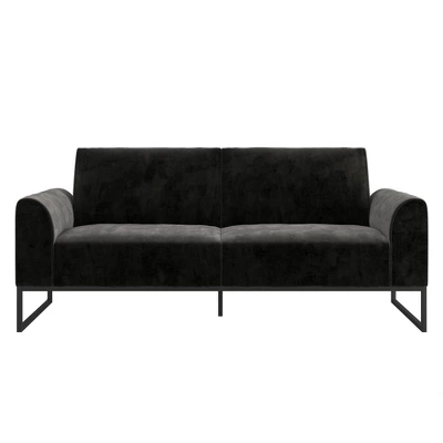 Adley Velvet Fabric Coil Futon With Metal Base - CosmoLiving By Cosmopolitan 13 Adley Velvet Fabric Coil Futon With Metal Base - CosmoLiving By Cosmopolitan - Image 11
