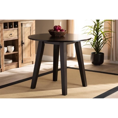 35" Ela Wide Round Wood Dining Table - Baxton Studio 6 35" Ela Wide Round Wood Dining Table - Baxton Studio - Image 4