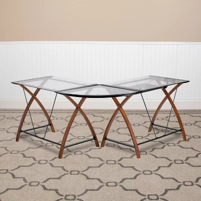 Glass L-Shape Desk With Pull-Out Keyboard Tray - Flash Furniture 7 Glass L-Shape Desk With Pull-Out Keyboard Tray - Flash Furniture - Image 5