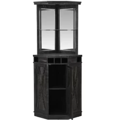Home Source Charcoal Corner Bar Unit With Built-in Wine Rack And Lower Cabinet -Furniture Specialty Store GUEST 507869b6 f73f 4c7c 912a 0b6029299a2e