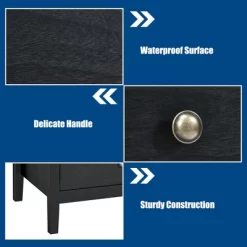 Costway Nightstand Beside End Side Table Accent Table Organizer W/3 Drawers Black -Furniture Specialty Store GUEST 50985d25 049b 4da4 8fad 24dd61b56ea2