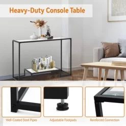 Costway Entryway Console Sofa Side Table W/Tempered Glass For Entrance Living Room -Furniture Specialty Store GUEST 5154c894 459b 4545 a6aa de0b6eb7a1ae