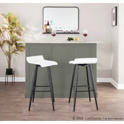 Set Of 2 Ale Faux Leather/Steel Barstools Black/White - LumiSource -Furniture Specialty Store GUEST 516dc014 3eb6 4ba7 be39 5f75511a6205