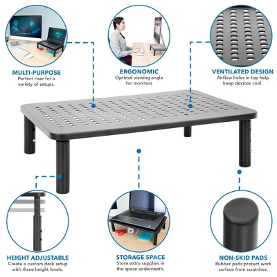 Mount-It! Height Adjustable Single Monitor Riser | Metal Mesh Computer Screen Platform | Desktop Riser For Laptop Monitor & Printer | 44 Lbs. Capacity 8 Mount-It! Height Adjustable Single Monitor Riser | Metal Mesh Computer Screen Platform | Desktop Riser For Laptop Monitor & Printer | 44 Lbs. Capacity - Image 6