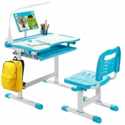 Costway Height Adjustable Kids Study Table And Chair Set W/Bookstand & Light Pink/Light Blue -Furniture Specialty Store GUEST 5210f313 1ef2 42db 9264 fc55e2b9d3b1