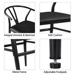Yaheetech Set Of 2 Dining Chair Weave Chair With Armrest, Black -Furniture Specialty Store GUEST 52df46b5 689d 4def bcf8 85c87fc6b9c7