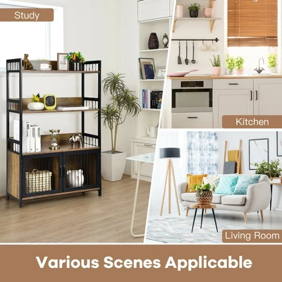 Costway 3-Tier Baker's Rack Industrial Kitchen Microwave Oven Stand W/Storage Cabinet 8 Costway 3-Tier Baker's Rack Industrial Kitchen Microwave Oven Stand W/Storage Cabinet - Image 6