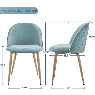 Yaheetech Pack Of 2 Velvet Dining Chairs With Backrest Metal Legs For Kitchen Dining Room 8 Yaheetech Pack Of 2 Velvet Dining Chairs With Backrest Metal Legs For Kitchen Dining Room - Image 6