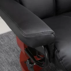 HOMCOM Recliner Chair With Ottoman, 360° Swivel Reclining Chair With Wood Base And Matching Footrest, Black -Furniture Specialty Store GUEST 54875b85 72da 4ec9 9cb3 210c7849f4bf