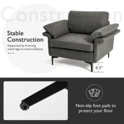 Costway Modern Linen Fabric Accent Armchair Upholstered Single Sofa W/ Metal Legs Grey -Furniture Specialty Store GUEST 5496f12b 90cc 4b22 8fb8 16d262d60e81