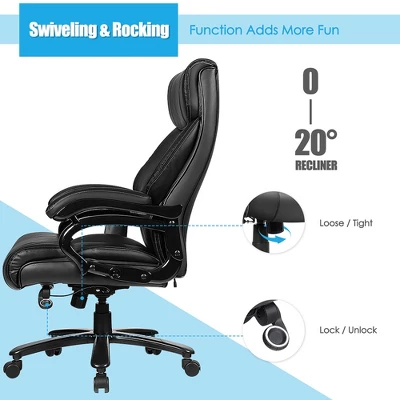 Costway Big & Tall 500lb Massage Office Chair Executive PU Leather Computer Desk Chair Black 8 Costway Big & Tall 500lb Massage Office Chair Executive PU Leather Computer Desk Chair Black - Image 6