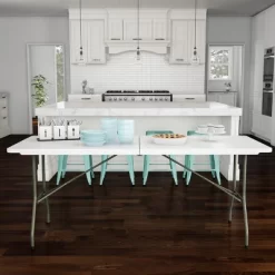 Hastings Home 6' Folding Utility Table With Carry Handle - White -Furniture Specialty Store GUEST 553a8f53 857d 4d72 89bf 6748706dcb3c