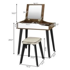 Costway Vanity Table Set With Flip Top Mirror Dressing Makeup Study Padded Stool -Furniture Specialty Store GUEST 55b07c72 fe51 4b8d 9fc5 338917b03d7d