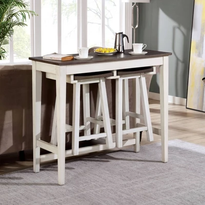 3pc Helbrana Bar Height Dining Set White/Gray - HOMES: Inside + Out 3 3pc Helbrana Bar Height Dining Set White/Gray - HOMES: Inside + Out