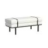 Upholstered Bench With Metal Base Cream Boucle - HomePop