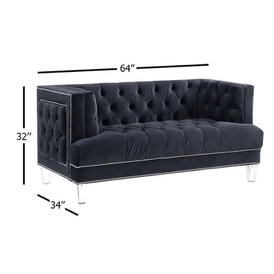 64" Ansario Sofa Charcoal Velvet - Acme Furniture 12 64" Ansario Sofa Charcoal Velvet - Acme Furniture - Image 10