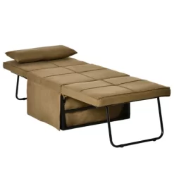 HOMCOM 4-in-1 Multi Function Folding Single Sofa Bed With Retractable Footrest, Convertible Sleeper With Adjustable Backrest, Brown -Furniture Specialty Store GUEST 573aa043 a63f 4434 bd39 5882960d0b1d