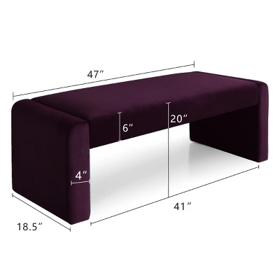 Kaia 47" Velvet Waterfall Upholstered Bench-The Pop Maison 7 Kaia 47" Velvet Waterfall Upholstered Bench-The Pop Maison - Image 5