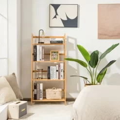 Costway 4-Tier Bookshelf Bamboo Ladder Shelf Bathroom Shelves Storage Plant Stand Rack -Furniture Specialty Store GUEST 58840fd2 ba3f 4259 8c53 992c4dcf9db8