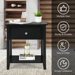 Costway Nightstand Beside Table Chest Sofa Table End Table Accent Table White -Furniture Specialty Store GUEST 590cb29c dd8d 474e ad29 1d5555b66353