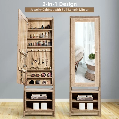 Costway Jewelry Cabinet Large Full Length Armoire 2-in-1 Stand Mirror Organizer 7 Costway Jewelry Cabinet Large Full Length Armoire 2-in-1 Stand Mirror Organizer - Image 5