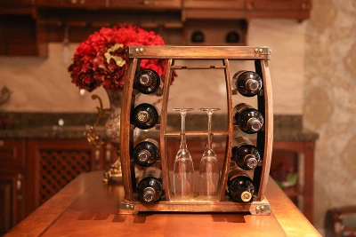 Vintiquewise Decorative Wooden 8 Bottle Rustic Wine Rack With Glasses Holder 3 Vintiquewise Decorative Wooden 8 Bottle Rustic Wine Rack With Glasses Holder