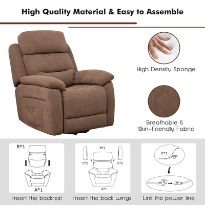 Costway Power Lift Recliner Chair Sofa For Elderly W/ Side Pocket & Remote Control GreyBrown 9 Costway Power Lift Recliner Chair Sofa For Elderly W/ Side Pocket & Remote Control GreyBrown - Image 7