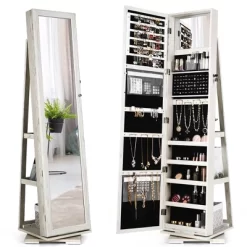 Costway 360degree Rotatable Jewelry Cabinet 2-in-1 Lockable Mirrored Organizer -Furniture Specialty Store GUEST 5a4d681b 2347 4a9b a5f9 de8104c6e7e9