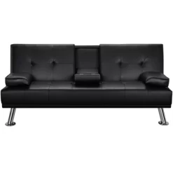 Yaheetech Convertible Faux Leather Sofa Bed Futon With Armrest -Furniture Specialty Store GUEST 5abe8a92 ca96 4708 9719 693e86a9fd2e