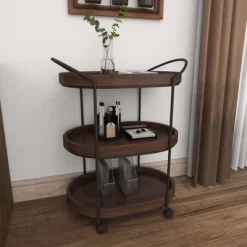 Wood 3 Tier Oval Tray Cart Brown - Olivia & May 25 Wood 3 Tier Oval Tray Cart Brown - Olivia & May -Furniture Specialty Store GUEST 5b2e2a19 09a2 466c 83ff ad5bcae3a241