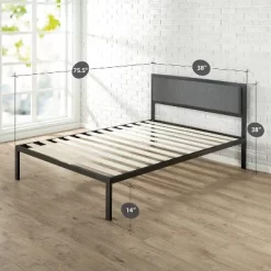 Korey Platform Metal Bed Frame With Upholstered Headboard Black - Zinus -Furniture Specialty Store GUEST 5b7fd53b f543 41ec 8a1f 84fb670a8805
