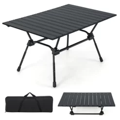 Tangkula Folding Camping Table Collapsible Aluminum Roll Up Beach Table With Carrying Bag 4-Level Adjustable Height Dark/Silver -Furniture Specialty Store GUEST 5d1ce01a f9a9 4619 8dab b6b4976c923b